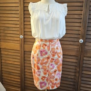 Ann Taylor Fully Lined, Floral Pencil Skirt, 0P